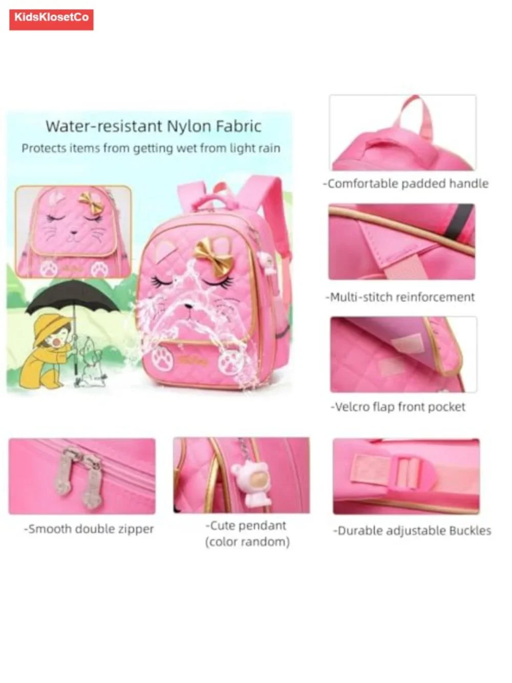 Rolling Backpack for Girls, 2 Wheel Trolley School Bag with Wheels, Nylon